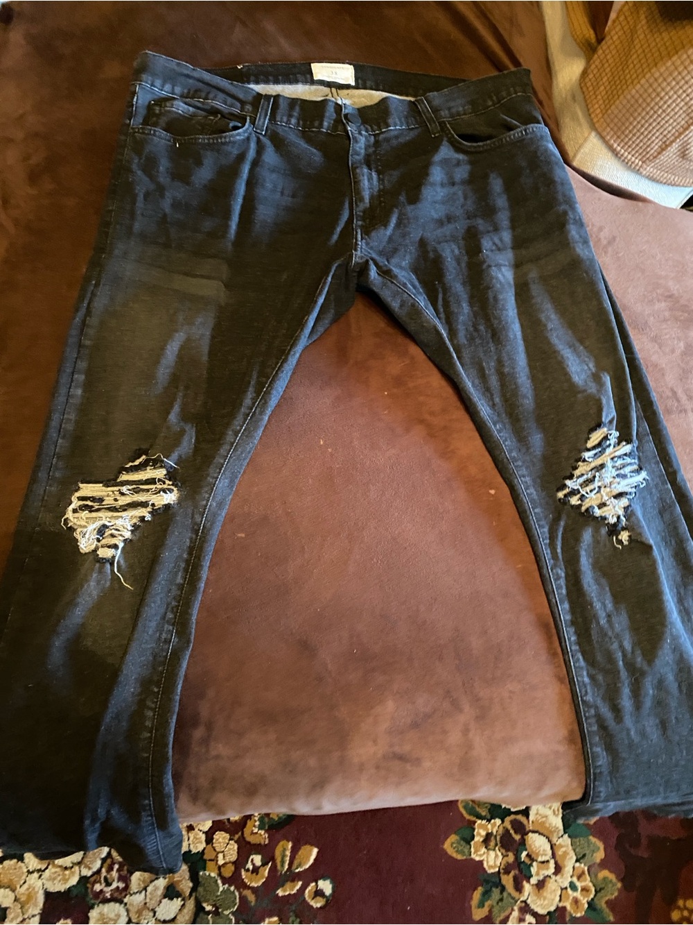 Men's Distressed Skinny Jeans in Black - Brand Unspecified